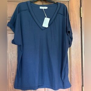 Women's 2XL Brand new Navy Short Sleeve Top by Grace+Emma